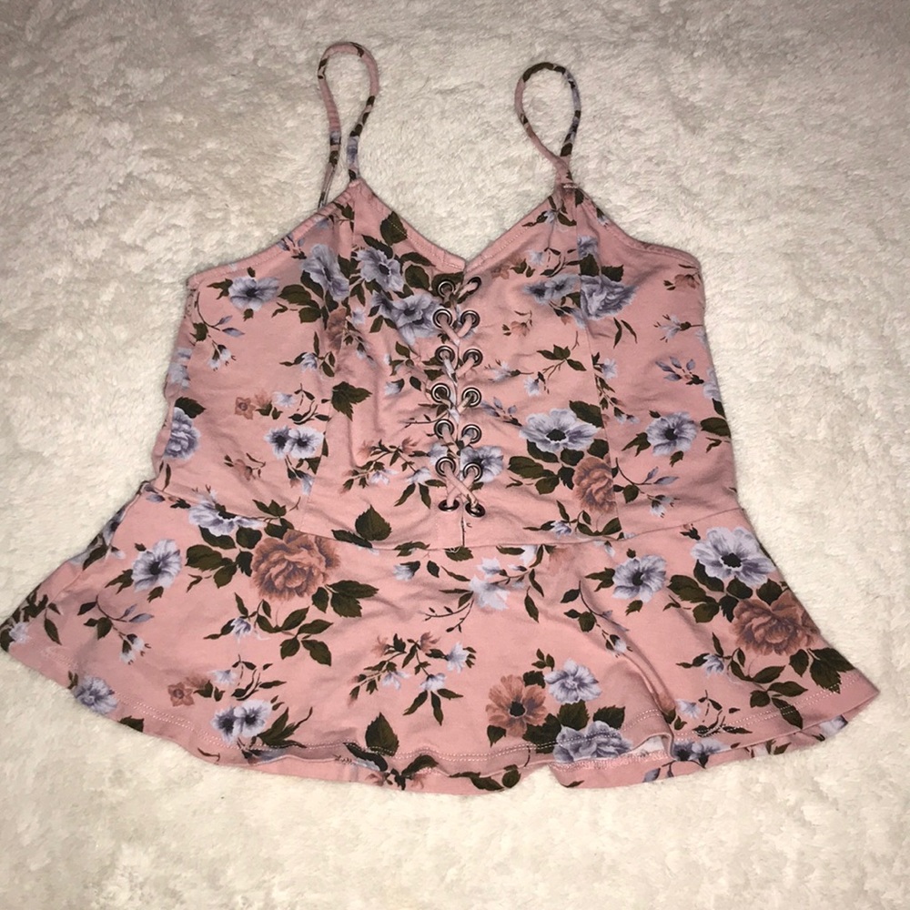 American Eagle Outfitters Rose Peplum Top